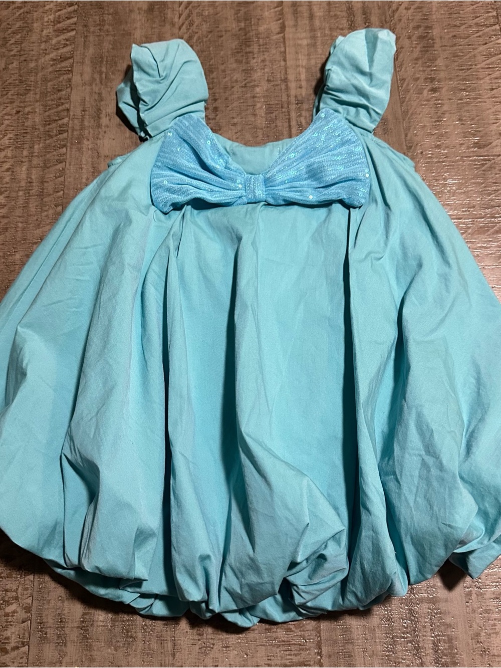 Peek Girls Light Blue Toddler Bubble Dress with Bow